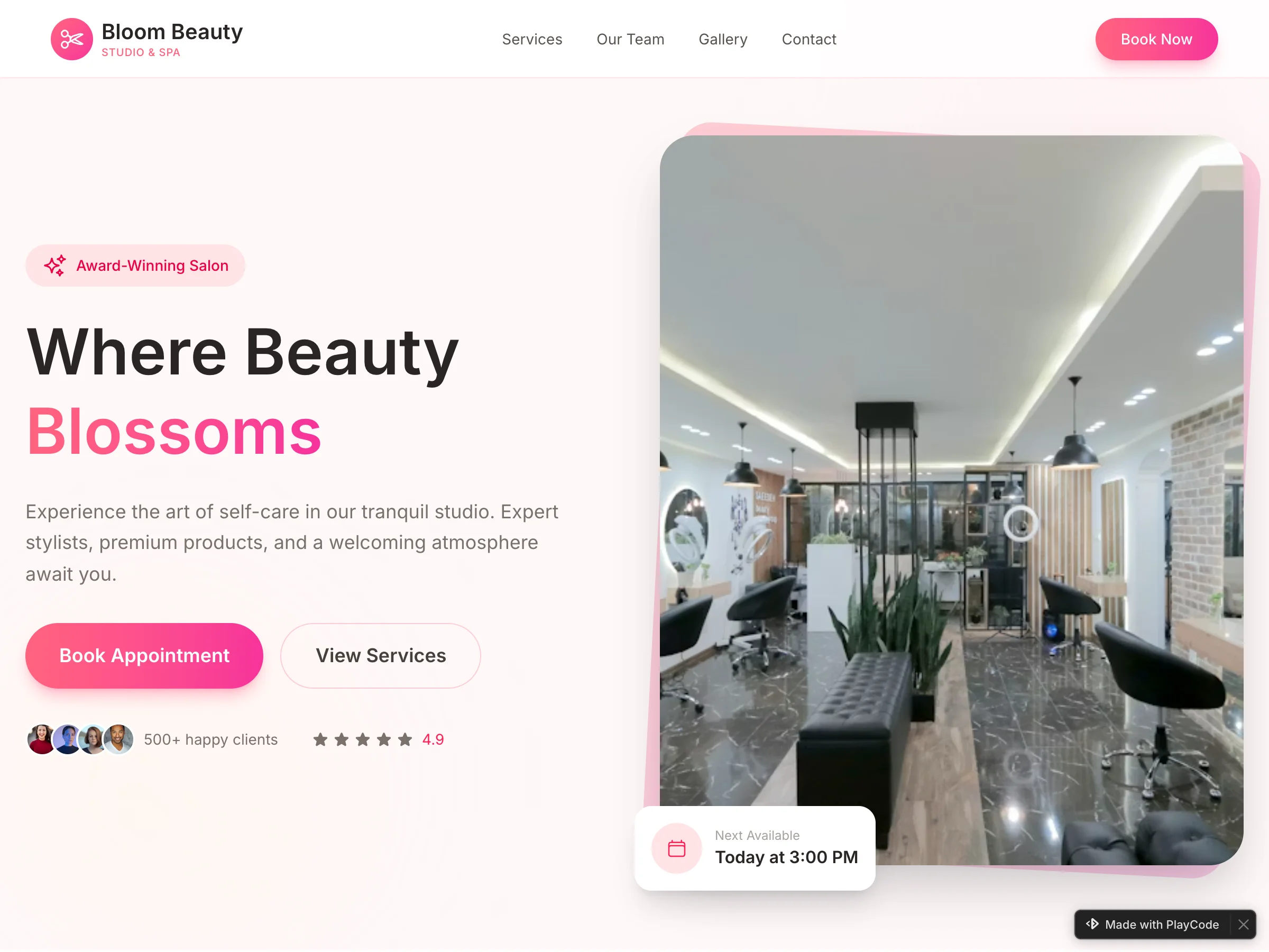 AI website builder for beauty salon - PlayCode
