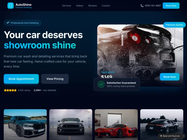 Website built with AI for car detailing - Playcode
