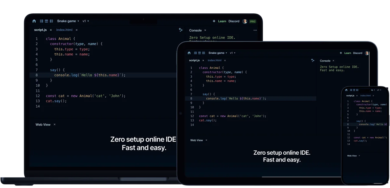 Playcode works on any device