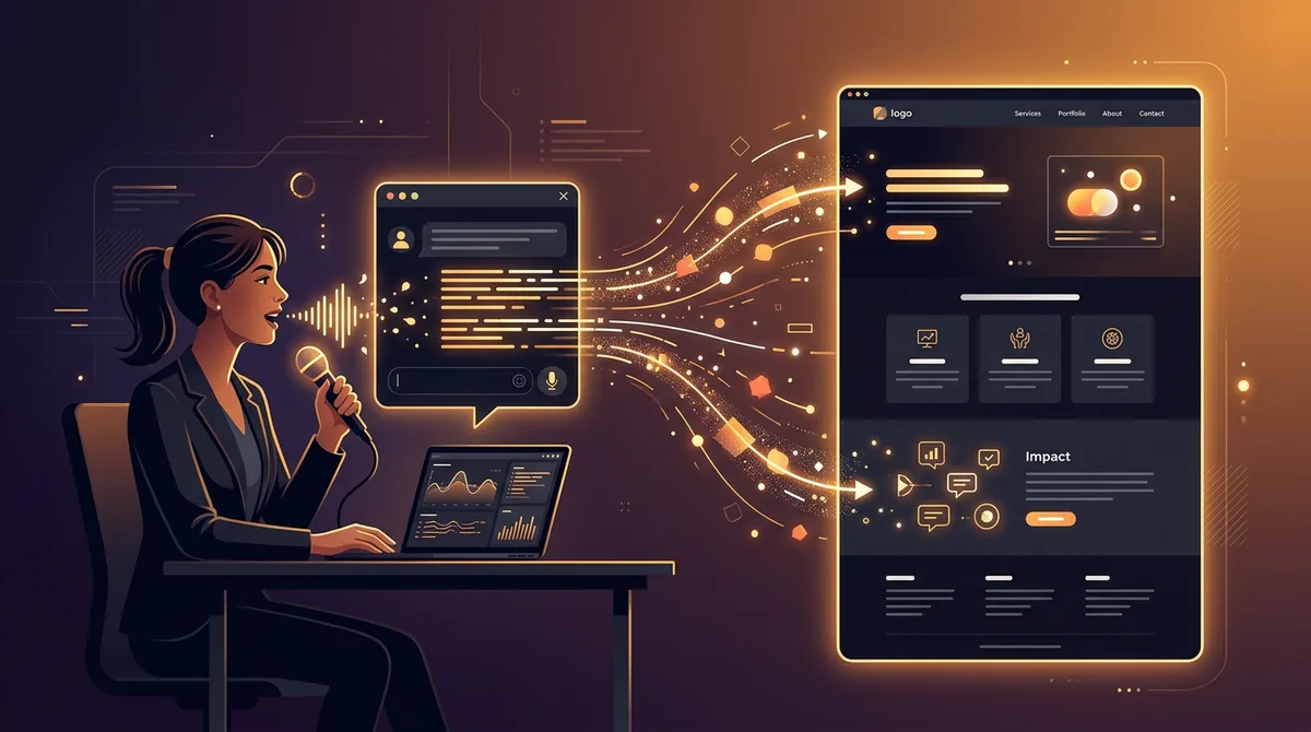 Business person describing their vision which transforms into a professional website