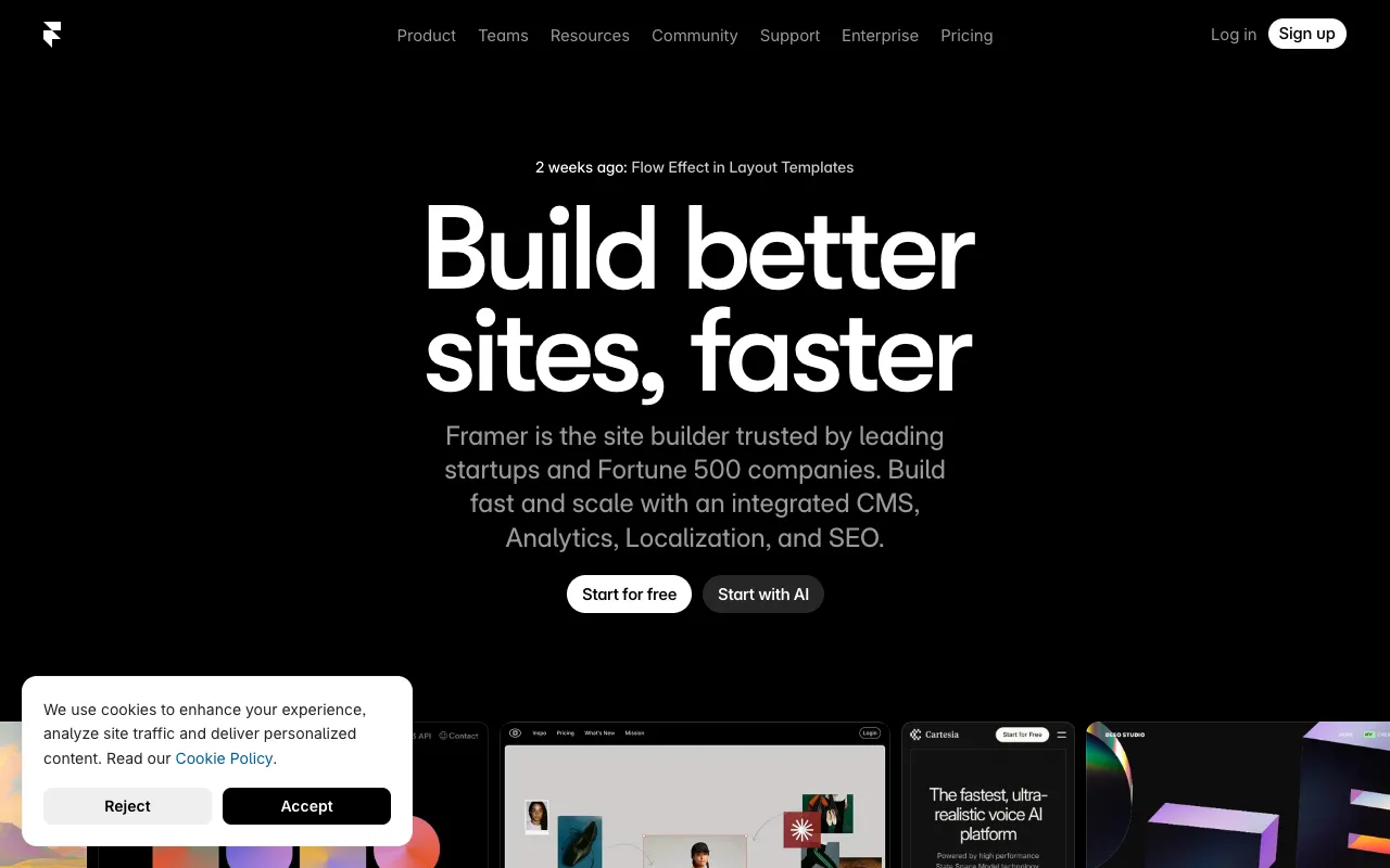 Framer homepage - the website builder for creative teams