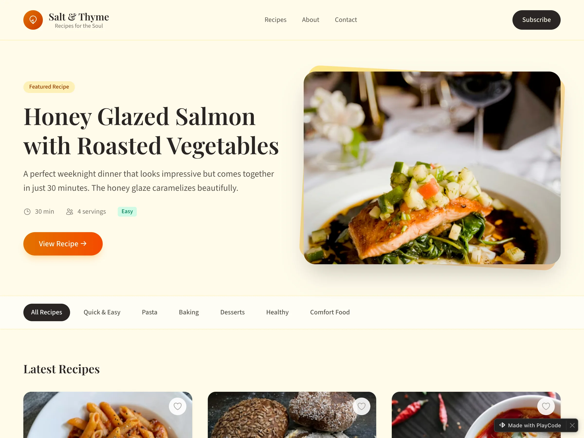 AI website builder for restaurant - PlayCode
